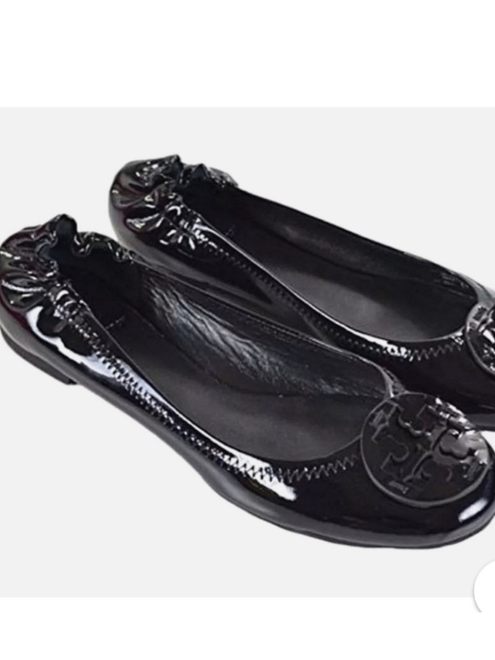 Tory Burch Black Patent Leather Reva Ballet Flats Sz 9